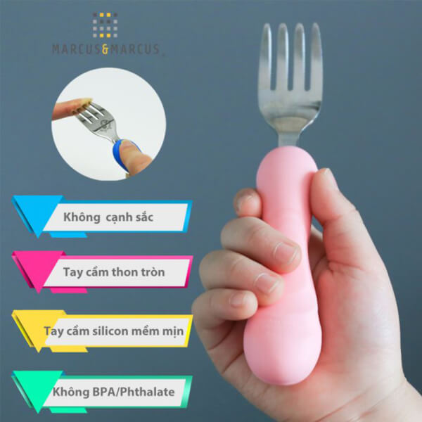 Bộ thìa nĩa ăn dặm cho bé Easy Grip Marcus & Marcus, từ 3 tuổi - Pokey