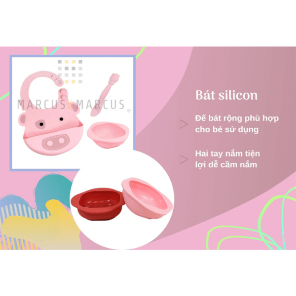 Bộ đồ dùng ăn dặm silicon Baby Marcus & Marcus, cho bé từ 6 tháng - Pokey