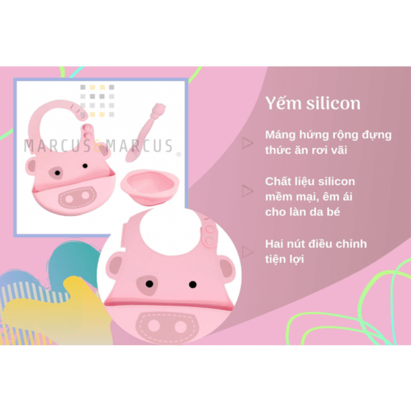 Bộ đồ dùng ăn dặm silicon Baby Marcus & Marcus, cho bé từ 6 tháng - Pokey