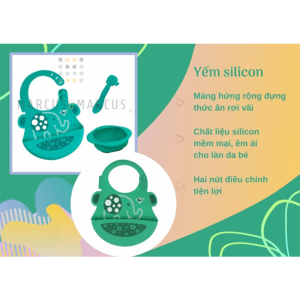 Bộ đồ dùng ăn dặm silicon Baby Marcus & Marcus, cho bé từ 6 tháng - Ollie