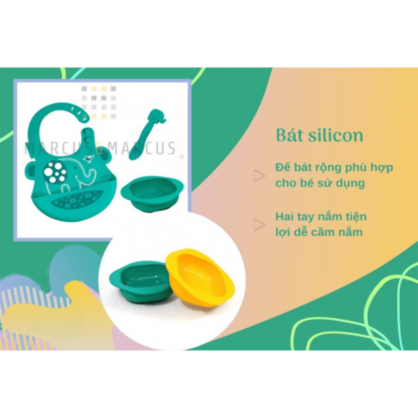 Bộ đồ dùng ăn dặm silicon Baby Marcus & Marcus, cho bé từ 6 tháng - Ollie