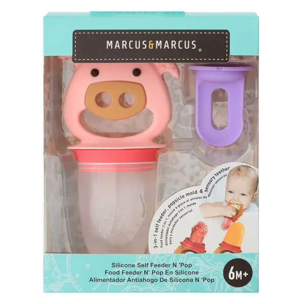 Túi nhai ăn dặm chống hóc silicon kèm gặm nướu và nắp làm kem cho bé Marcus & Marcus, từ 6 tháng - Pokey