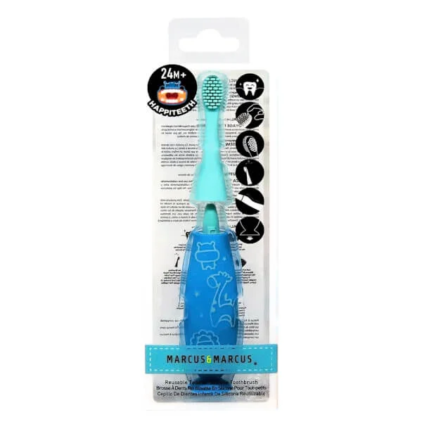 Bàn chải đánh răng silicon cho bé Marcus & Marcus, từ 2 tuổi - Xanh