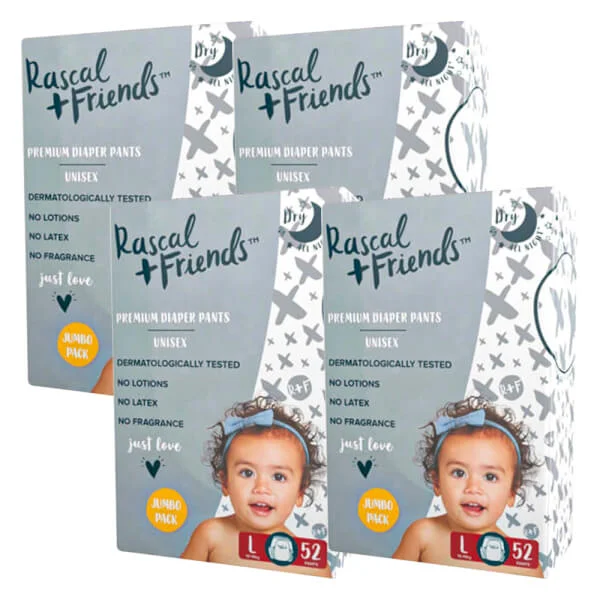 Combo 4 Tã quần Rascal + Friends (L, 10-15kg, 52 miếng) | Bỉm Tã