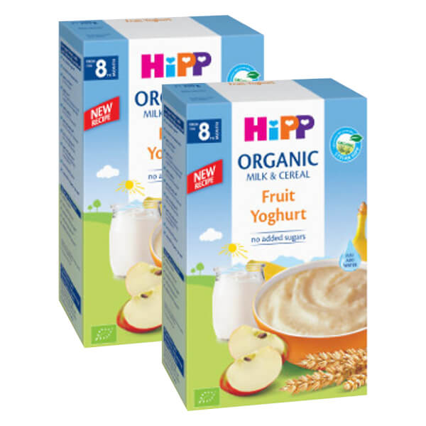 Combo 2 Sản phẩm dinh dưỡng Hipp Organic (Bột sữa dinh dưỡng Hoa quả nhiệt đới, sữa chua) dành cho trẻ từ 8 tháng tuổi