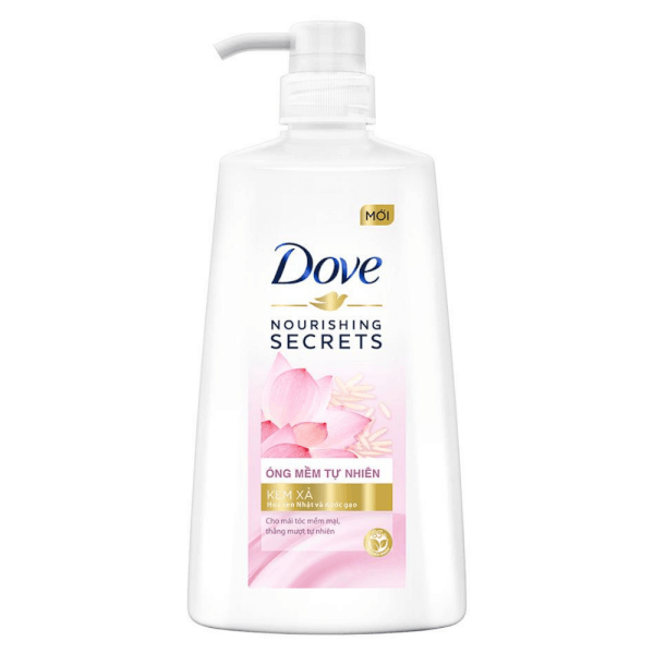 Dầu xả DOVE óng mềm tự nhiên (Sen + Gạo) 610g