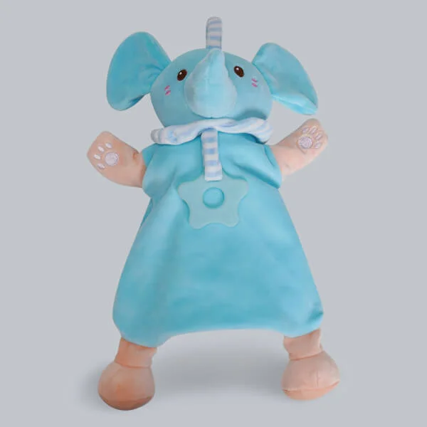 Thú xỏ tay kèm lục lạc, gặm nướu hình voi (Xanh dương)