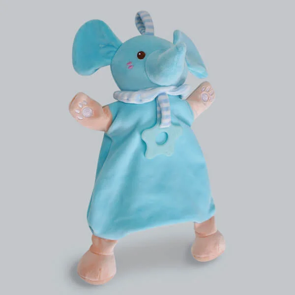 Thú xỏ tay kèm lục lạc, gặm nướu hình voi (Xanh dương)