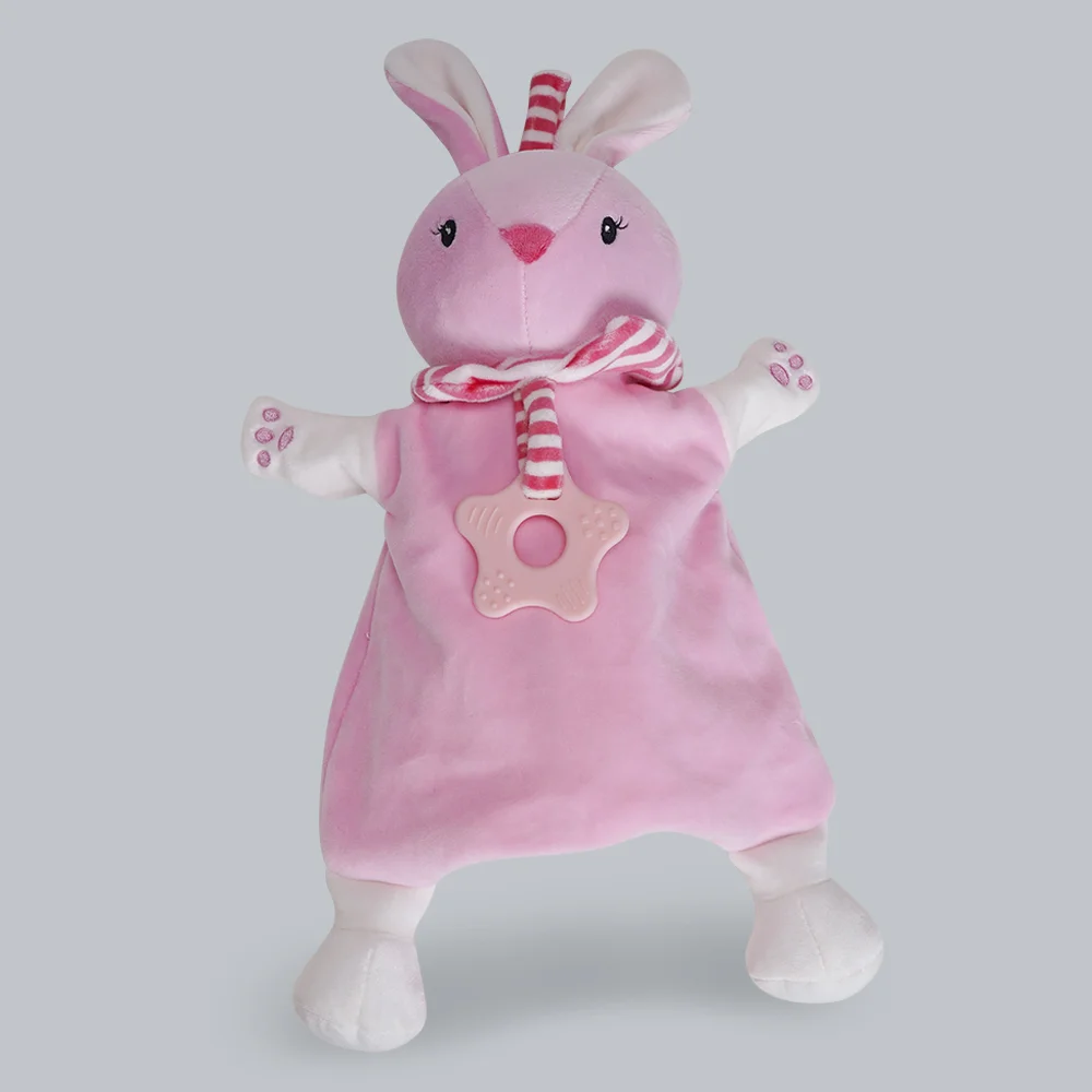 Thú xỏ tay kèm lục lạc, gặm nướu hình thỏ (Hồng)