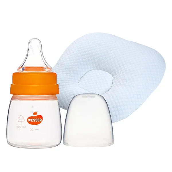 Combo 1 Đệm chống trào ngược cho bé Animo B2111_AR002 (Xanh,65x65x20cm) và 1 Bình sữa Wesser nhựa PP BPA Free cổ hẹp 60ml