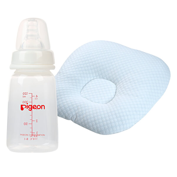 Combo 1 Đệm chống trào ngược cho bé Animo B2111_AR002 (Xanh,65x65x20cm) và 1 Bình sữa Pigeon nhựa PP BPA Free cổ hẹp vuông 120ml