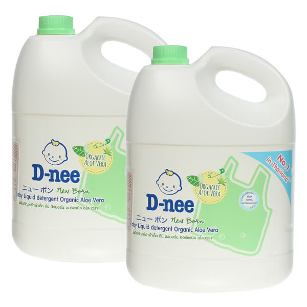 Combo 2 Nước giặt quần áo em bé D-Nee Organic Xanh lá chai 3L