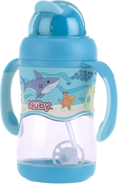 Bình uống nước Tritan Nuby hai tay cầm, 400ml (Xanh)