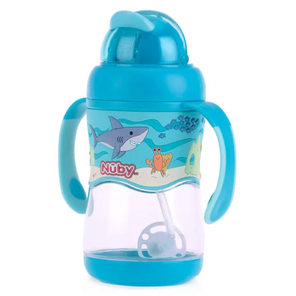 Bình uống nước Tritan Nuby hai tay cầm, 400ml (Xanh)