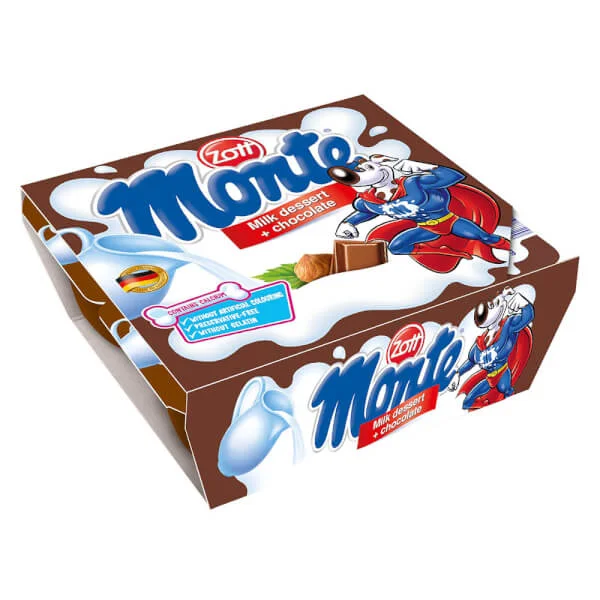 Thực phẩm bổ sung: Váng sữa Zott Monte hương Sô cô la 55g - Lốc 4