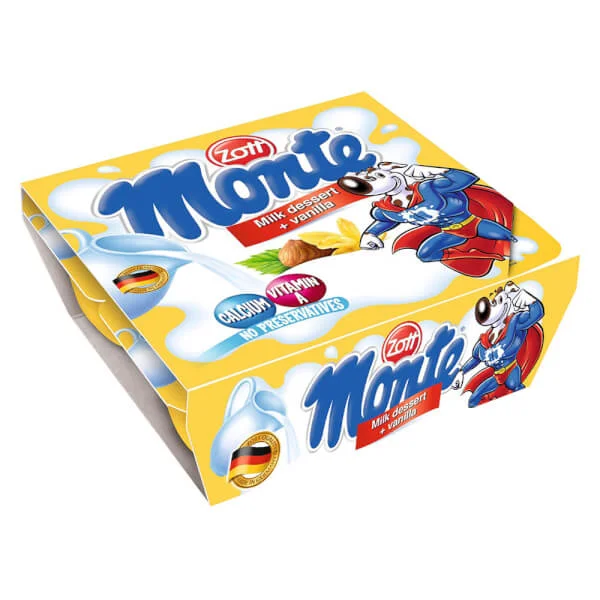 Thực phẩm bổ sung: Váng sữa Zott Monte hương Vani 55g - Lốc 4