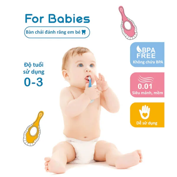 Bàn chải răng em bé KUKU (0-3 tuổi, Hồng)