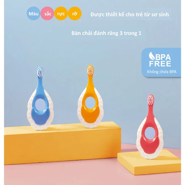 Bàn chải răng em bé KUKU (0-3 tuổi, Hồng)