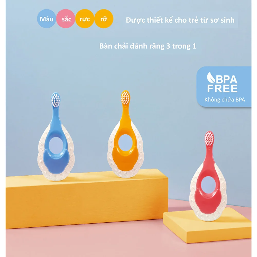 Bàn chải răng em bé KUKU (0-3 tuổi, Xanh)