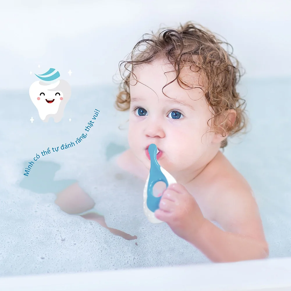 Bàn chải răng em bé KUKU (0-3 tuổi, Xanh)