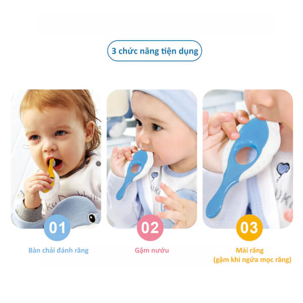 Bàn chải răng em bé KUKU (0-3 tuổi, Xanh)