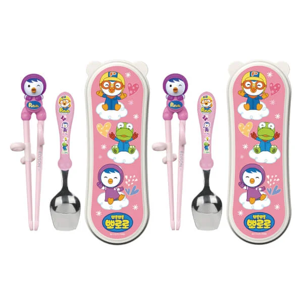 Combo 2 Bộ muỗng đũa tập ăn cho bé Edison (Hồng)