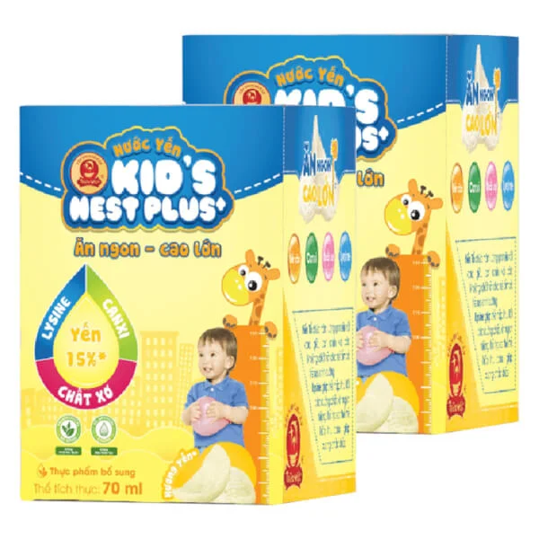 Combo 2 Thực phẩm bảo vệ sức khỏe - Nước yến Kids Nest Plus+ hương tự nhiên (Lốc 3+1)