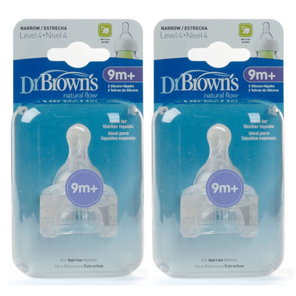 Combo 2 Núm ty thay thế Silicon Dr.Brown's Cổ Hẹp (2 cái, số 4, 9-12M)