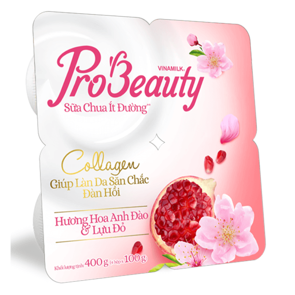 Sữa chua Probeauty ít đường lựu đỏ hương hoa anh đào 100g