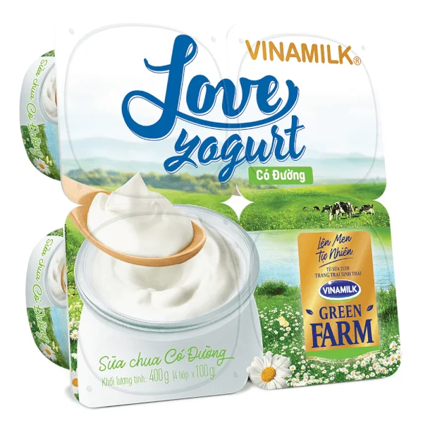 Sữa chua Vinamilk Love Yogurt Green Farm Có Đường 100g