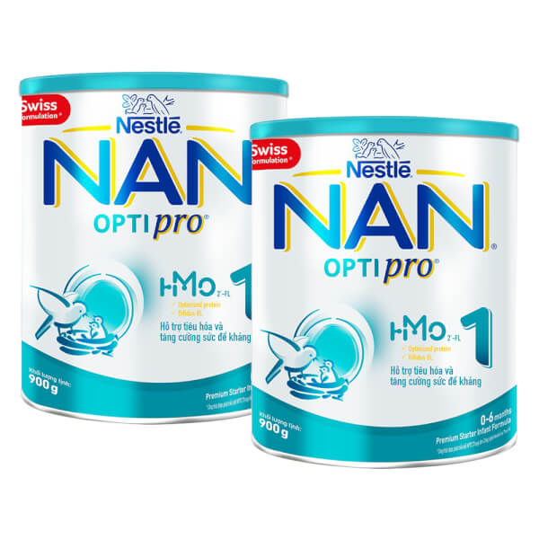 Combo 2 Nestlé NAN OPTIPRO 1, 0-6 tháng, 900g