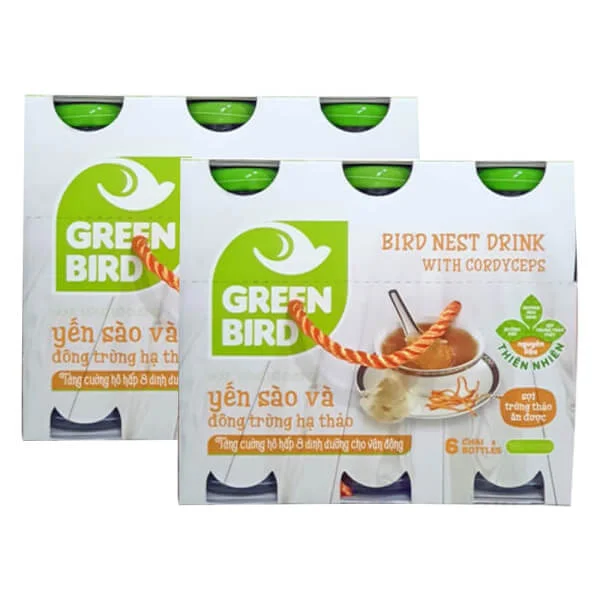 Combo 2 Thực phẩm bổ sung Nước uống bổ dưỡng Yến Sào và Đông Trùng Hạ Thảo (Lốc 6)