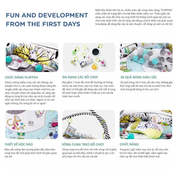 THẢM NẰM CHO BÉ SMART PLAY KINDERKRAFT (từ 0 tháng tuổi)