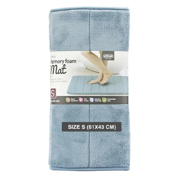 Thảm chùi chân Memory Foam LnL, Stripe - Xanh dương