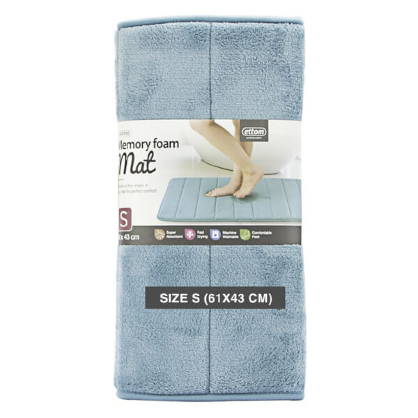 Thảm chùi chân Memory Foam LnL, Stripe - Xanh dương