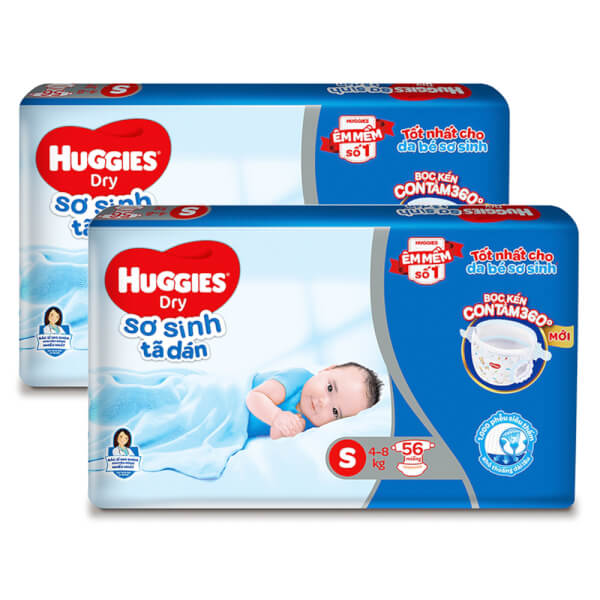 Combo 2 Tã dán sơ sinh Huggies Dry S56 (cải tiến)