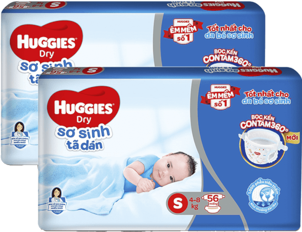 Combo 2 Tã dán sơ sinh Huggies Dry S56 (cải tiến)