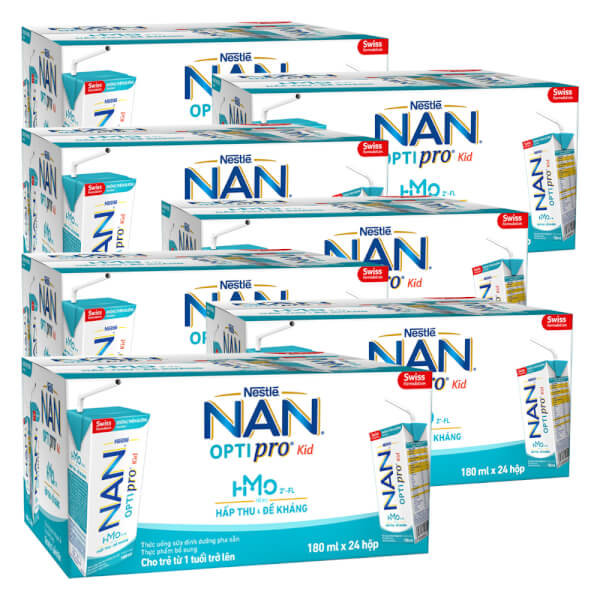 Combo 7 thùng Thực phẩm bổ sung Nestle NAN OPTIPRO Kid 180ml (Lốc 4) - 42 lốc