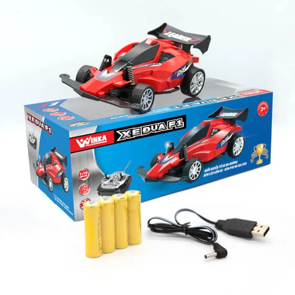 Xe đua F1 - điều khiển từ xa, có ánh sáng kèm pin và sạc USB (màu đỏ)