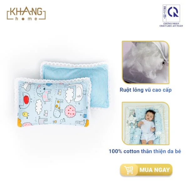Gối nằm lớn sơ sinh 30x50 KH08