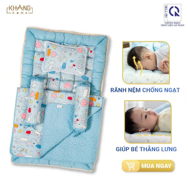 Bộ nệm chần bông sơ sinh 5 món KH01