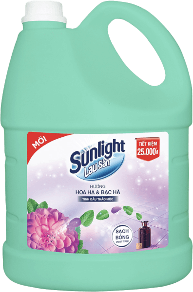 Nước lau sàn Sunlight tinh dầu thảo mộc Hoa hạ Bạc hà 3.6kg