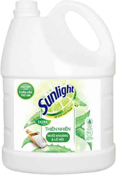 Nước rửa chén Sunlight Thiên Nhiên Muối Khoáng & Lô Hội can 3.6kg