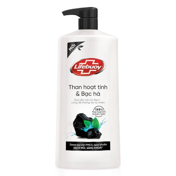 Sữa tắm Lifebuoy than hoạt tính và bạc hà 850g