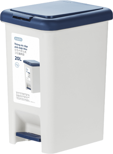 Thùng rác đạp chữ nhật Hiro 20L (Xanh chàm)
