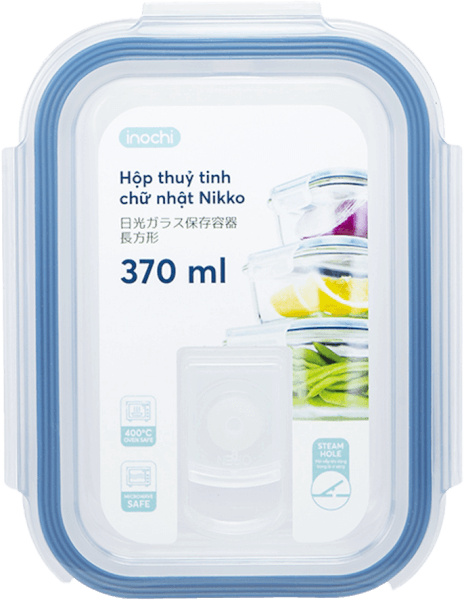 Hộp thuỷ tinh chữ nhật Nikko 370 ml (INC)