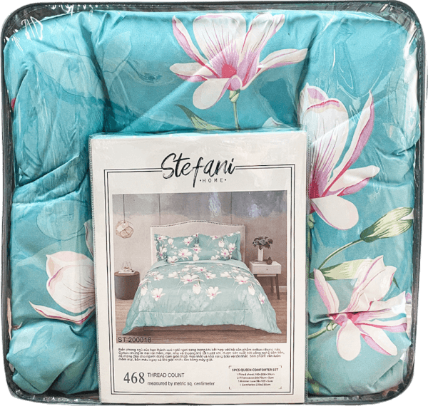 Bộ 5 món drap, áo gối và mền chần Stefani B2201_NH008 (160x200+25cm)
