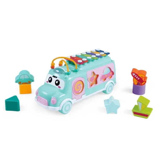 Xe bus âm nhạc nhỏ thả khối JS048981 (Xanh dương)