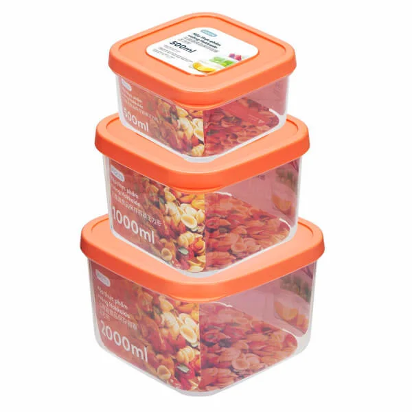 Bộ 3 hộp thực phẩm vuông Hokkaido 500, 1000, 2000ml (INC)