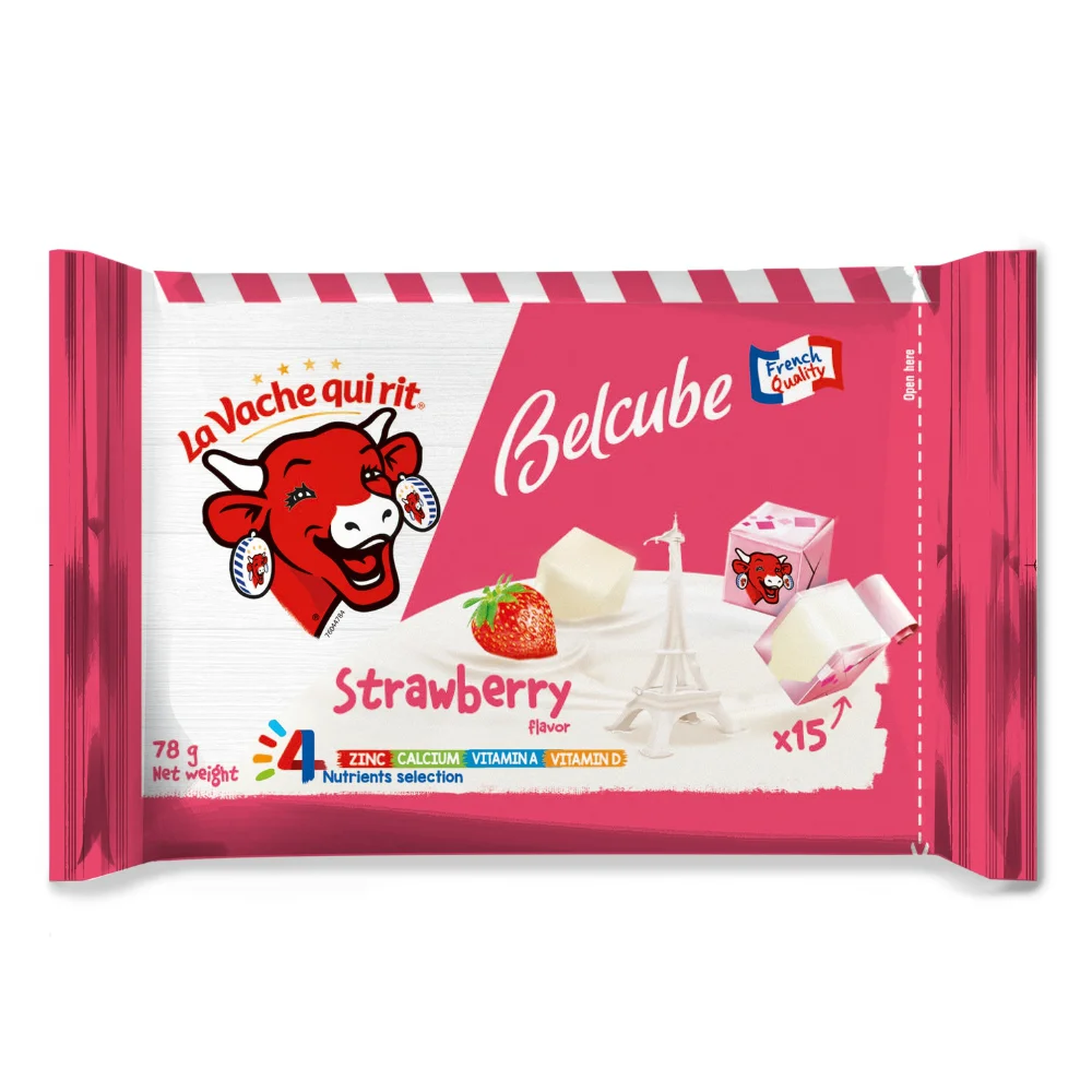 Phô mai vuông Belcube ngọt vị Dâu 78G